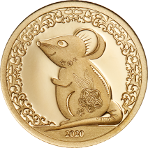 現貨 - 2020蒙古-生肖-鼠年-0.5克金幣