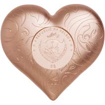 現貨 - 2021帛琉-玫瑰色的心-心型-2盎司銀幣