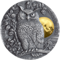 現貨 - 2019紐埃-月光下野生動物系列-長耳鴞-2盎司銀幣