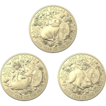 現貨 - 2019澳洲皇家-生肖-豬年-9克硬幣(溴化鋁)-3枚組
