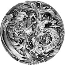 現貨 - 2021查德-永恆羈絆系列-龍與鳳凰-(4盎司銀+11.5盎司銅)銀幣