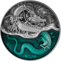 現貨 - 2021查德-四海龍王系列-東海龍王(青龍)-敖廣-(2盎司銀+11.5盎司銅)銀幣