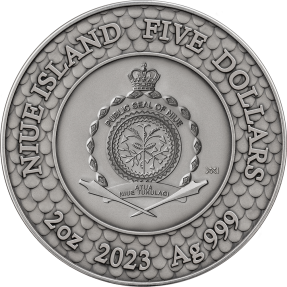 現貨 - 2023紐埃-神聖珍珠系列-黑珍珠與龍-2盎司銀幣
