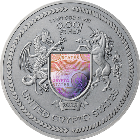 現貨 - 2023美國加密貨幣國-美洲獅-2盎司銀幣(內含0.001以太幣)