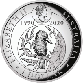 現貨 - 2020澳洲伯斯-笑鴗鳥-30週年紀念-高浮雕版-1盎司銀幣