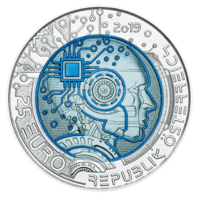 現貨 - 2019奧地利-鈮金屬系列-人工智能-16.5克銀幣(雙金屬)