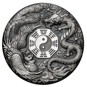 現貨 - 2019吐瓦魯-龍鳳陰陽八掛-2盎司銀幣