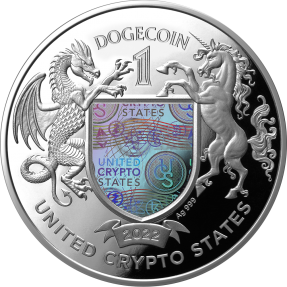現貨 - 2022美國加密貨幣國-狗狗幣-1盎司銀幣(內含1狗狗幣)