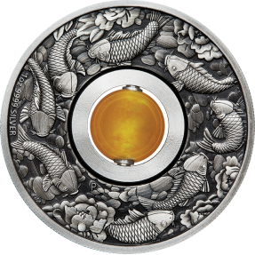 現貨 - 2018吐瓦魯-鯉魚-黃玉-1盎司銀幣