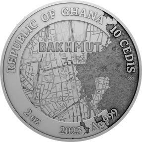 現貨 - 2023迦納-烏克蘭專屬系列-巴赫姆特要塞-2盎司銀幣