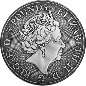 現貨 - 2018英國-皇后野獸系列-黑牛-2盎司銀幣-仿古版