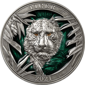 現貨 - 2021巴貝多-野生動物色彩系列-老虎-3盎司銀幣