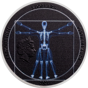 現貨 - 2021庫克群島-X射線-維特魯威人-1盎司銀幣