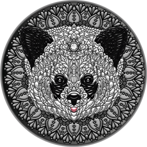 現貨 - 2021紐埃-曼荼羅收藏系列-熊貓-2盎司銀幣