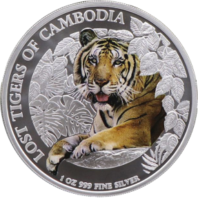 現貨 - 2023柬埔寨-柬埔寨失落之虎-彩色版-1盎司銀幣(普鑄)