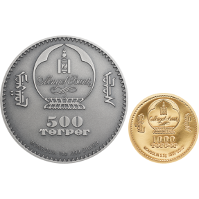 現貨 - 2020蒙古-生命演化系列-盜首螈-(1盎司銀幣+0.5克金幣)-2枚組