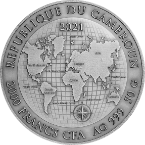 現貨 - 2021喀麥隆-地球寶藏系列-淘金-50克銀幣