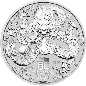 現貨 - 2024澳洲伯斯-生肖-龍年-5盎司銀幣(普鑄)