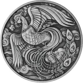 現貨 - 2023澳洲伯斯-中國神話傳說系列-鳳凰-仿古版-1盎司銀幣(卡裝)
