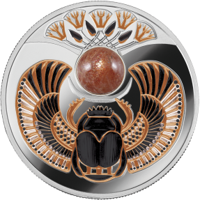 現貨 - 2021紐埃-古代的象徵系列-金沙石-太陽聖甲蟲-17.5克銀幣