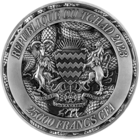 現貨(超優惠九折價) - 2023查德-三龍-仿古版-(5盎司銀+32.15盎司銅)銀幣