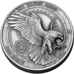 現貨 - 2024美國-土著精神系列-太陽精神-仿古版-1盎司銀幣