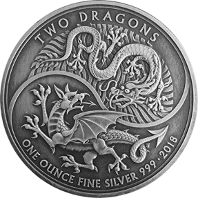 現貨 - 2018英國-雙龍-仿古版-1盎司銀幣