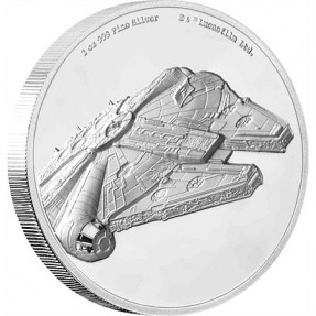現貨 - 2019紐埃-星際大戰-千年鷹號-超高浮雕-2盎司銀幣