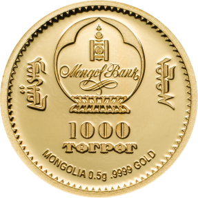 現貨 - 2018蒙古-野生動物保護系列-野豬-0.5克金幣