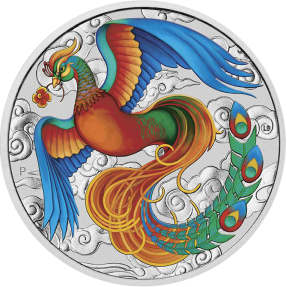 現貨 - 2022澳洲伯斯-中國神話傳說系列-鳳凰-彩色版-1盎司銀幣(普鑄/卡裝)