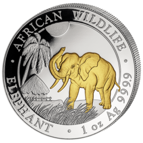 現貨 - 2017索馬利亞-大象-1盎司銀幣-鍍金版