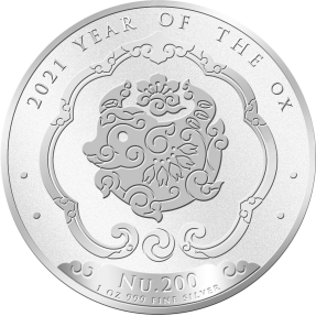 現貨 - 2021不丹-生肖-牛年-1盎司銀幣(普鑄)