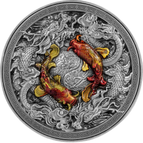 預購(即將到貨) - 2023查德-雙龍鯉魚-(2盎司銀+11.5盎司銅)銀幣