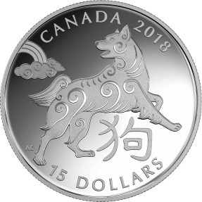 現貨 - 2018加拿大-生肖-狗年-1盎司銀幣