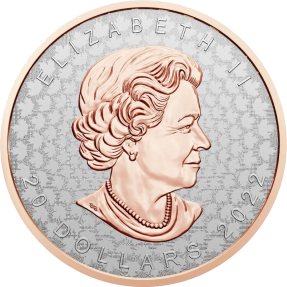 現貨(全球熱銷漲價款) - 2022加拿大-楓葉-深凹鍍玫瑰金版-1盎司銀幣