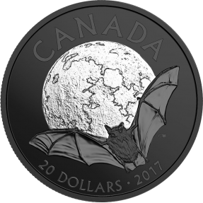 現貨 - 2017加拿大-自然夜曲系列-小棕蝠-鍍黑銠-1盎司銀幣