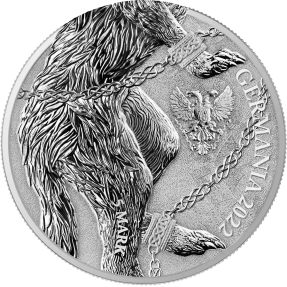 現貨 - 2022日耳曼尼亞-日耳曼野獸系列-巨狼(芬里爾)-1盎司銀幣(普鑄)(2枚組含原廠專用塑殼)