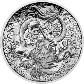 預購(確定有貨) - 2021澳洲伯斯-中國神話傳說系列-龍-高浮雕-2盎銀幣