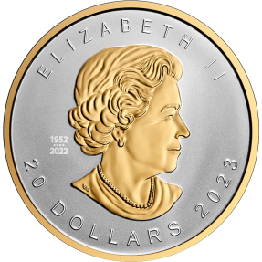 現貨(超熱銷) - 2023加拿大-楓葉-超高浮雕-鍍金-1盎司銀幣