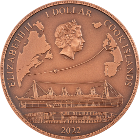 現貨 - 2022庫克群島-鐵達尼號-50克銅幣(非盒裝)