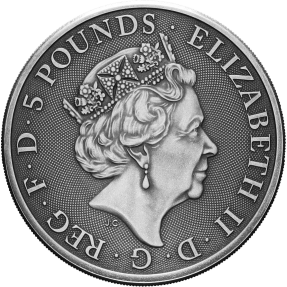 現貨 - 2021英國-皇后野獸系列-里士滿的白灰狗-仿古版-2盎司銀幣