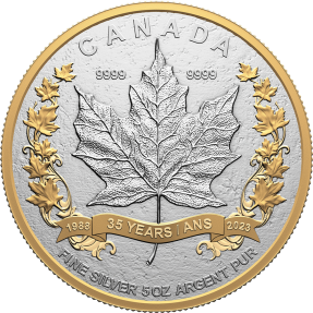 預購(確定有貨) - 2023加拿大-楓葉-35週年紀念-5盎司銀幣