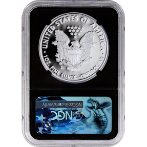 現貨 - 2017美國-鷹揚-1盎司精鑄銀幣-祝賀版-NGC PF70鑑定幣-First Releases版(美國鑄幣廠225週年紀念標籤-黑底)