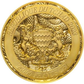 現貨 - 2023查德-三龍-鍍金版-(5盎司銀+32.15盎司銅)銀幣