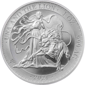 現貨 - 2021聖凱倫拿島-烏納與獅子-1盎司銀幣(普鑄)