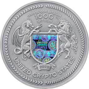 現貨 - 2023美國加密貨幣國-鷹-2盎司銀幣(內含0.00001比特幣)