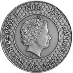 現貨 - 2022紐埃-神聖珍珠系列-珍珠與龍-2盎司銀幣