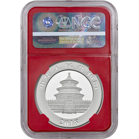 現貨 - 2018中國-熊貓-30克銀幣-NGC MS70鑑定幣-First Release版-熊貓標籤-紅底