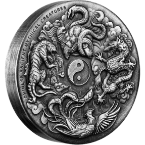 現貨 - 2016吐瓦魯-中國古代神話生物-仿古-設計師簽名版-2盎司銀幣