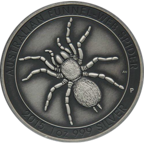 現貨 - 2015澳洲伯斯-蜘蛛-1盎司銀幣-仿古版